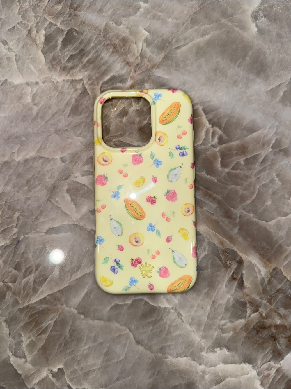 Velvet Caviar Yellow Fruit Pattern iPhone Case💛🍇🍓🍒